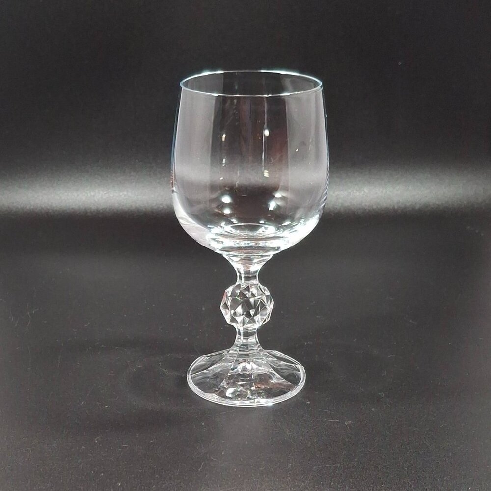 Vintage Claudia by Import Assoc Chrystal Faceted Ball Stem Goblet Wine 5 3/4 in